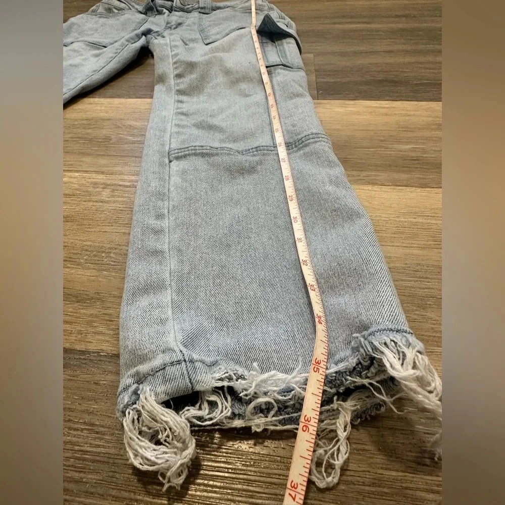 Kancan Jeans Winston High-Rise Cargo Slim Straight Size 7/27 Light Wash Denim - Picture 7 of 13